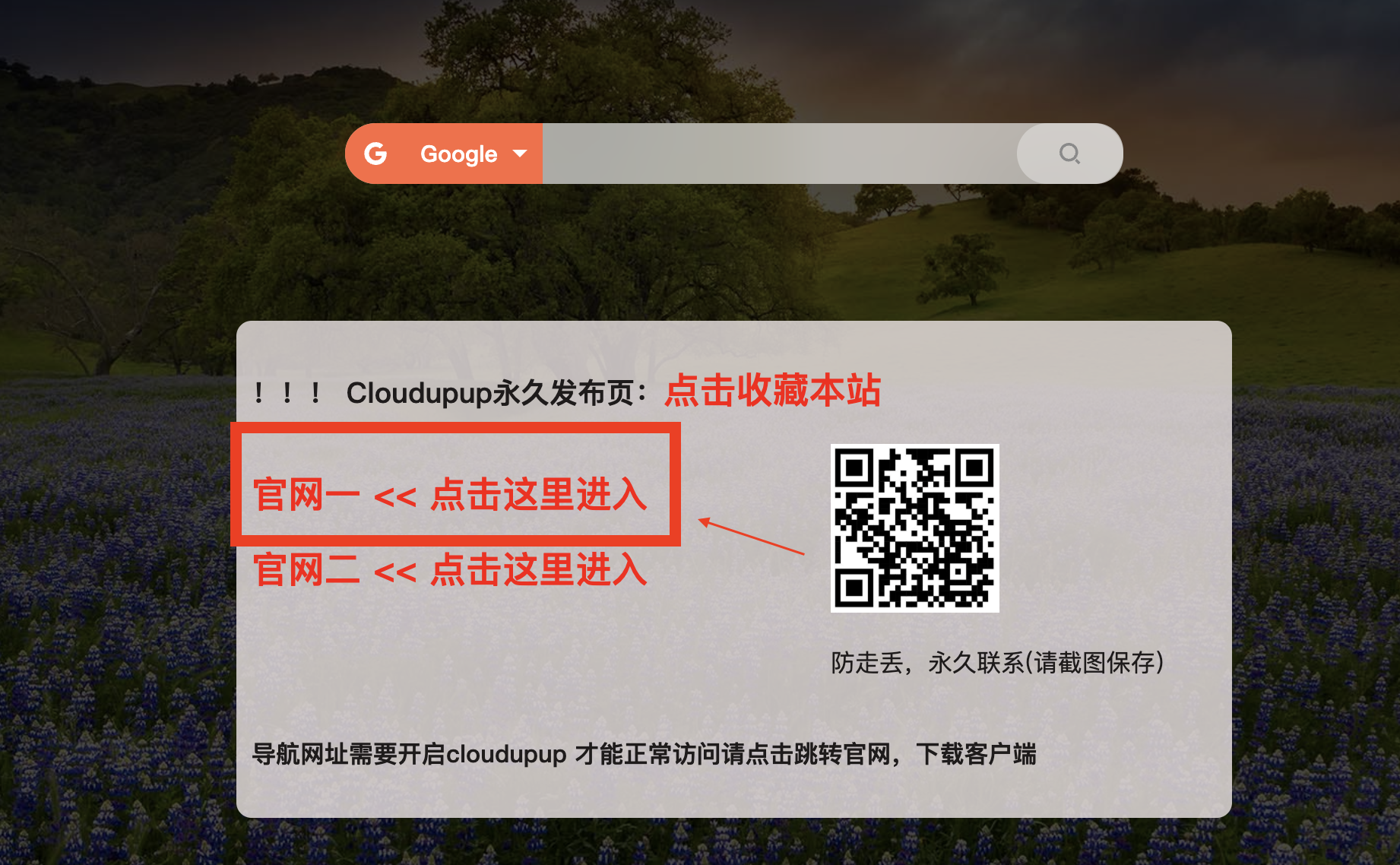 发布页中官网入口位置示例